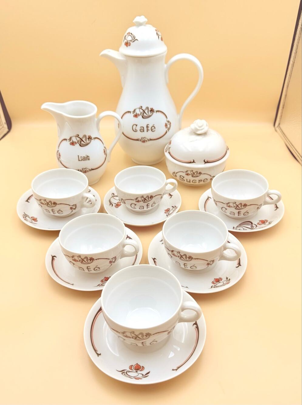 Vintage Limoges France Porcelain Coffee Service Set Cafe Lait Sucre Bistro 15pc